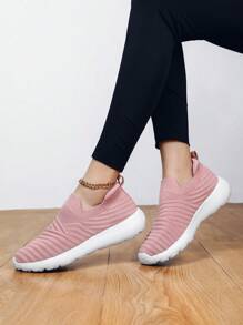 女性運動、健身及休閒多功能運動鞋，輕盈、防滑、增高、瑜伽、厚底、旅行及懈怠款式易於穿脫 - 粉色 - 查看 1