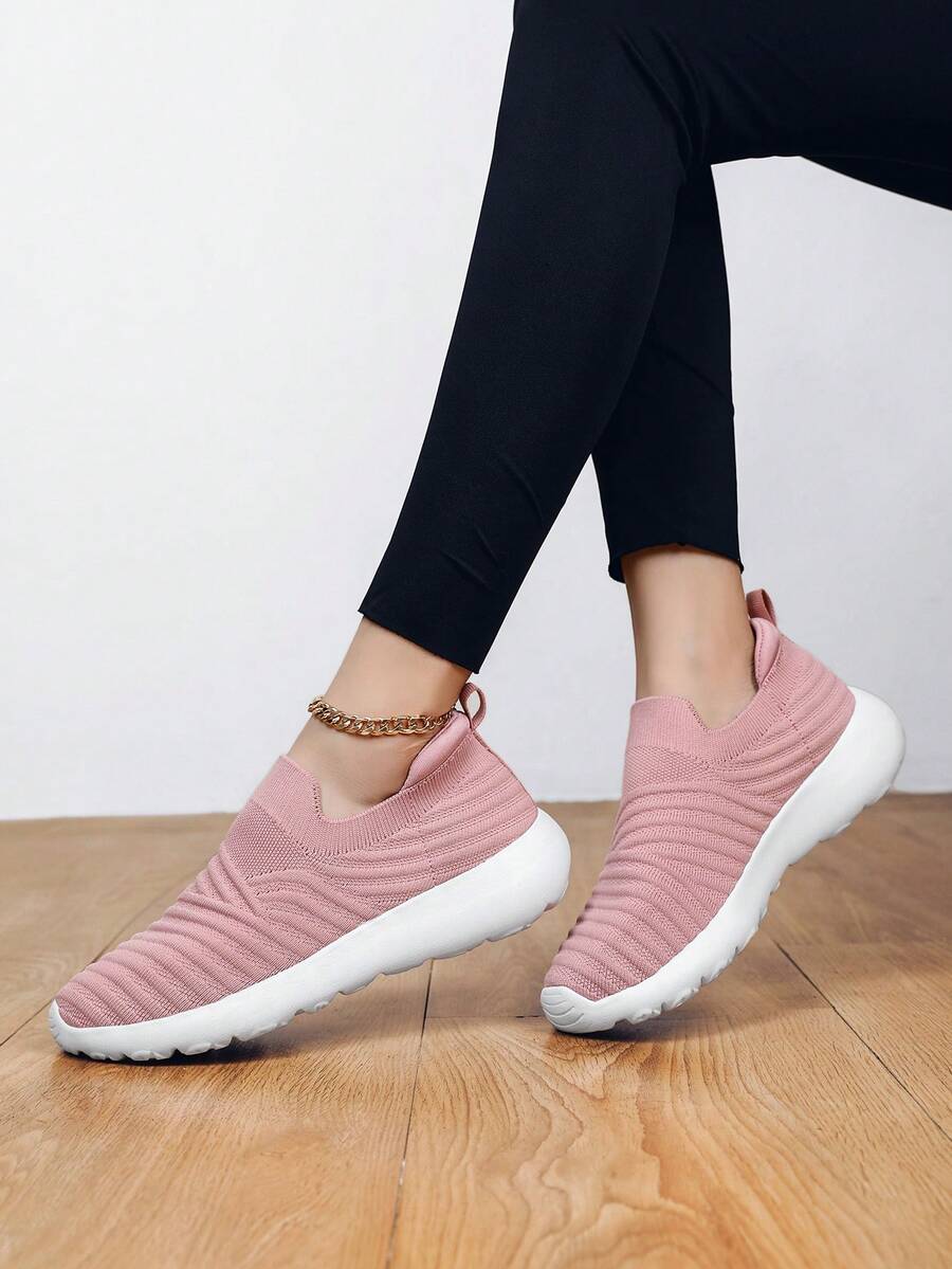 女性運動、健身及休閒多功能運動鞋，輕盈、防滑、增高、瑜伽、厚底、旅行及懈怠款式易於穿脫 - 粉色 - 查看 1
