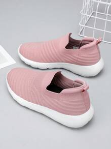 女性運動、健身及休閒多功能運動鞋，輕盈、防滑、增高、瑜伽、厚底、旅行及懈怠款式易於穿脫 - 粉色 - 查看 6