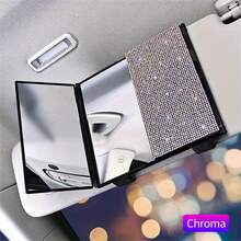 汽車三折化妝鑽鑲鏡,汽車遮陽板化妝鏡,汽車內部後視鏡 - 彩色 - 查看 1