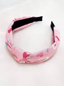 1入粉色女士寬布頭帶，結心設計，適用於通勤，街頭穿搭，情人節和日常使用 - 粉色 - 查看 3