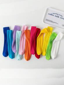 Children's Socks For Spring And Autumn, Boneless Mid-Calf Candy Color Socks For Big Boys And Girls - Hot Pink - View 3