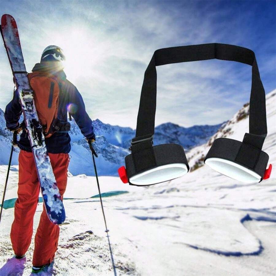 1Pc Adjustable Ski Carrier Strap With Cushioned Shoulder Holder-Comfortable Outdoor Skiing Accessory - Black - View 1