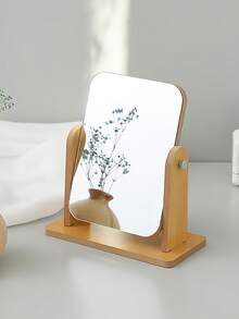 1入組簡約木製化妝鏡,旋轉式桌上化妝鏡 - 木質色 - 查看 5