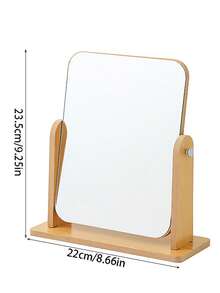 1入組簡約木製化妝鏡,旋轉式桌上化妝鏡 - 木質色 - 查看 2
