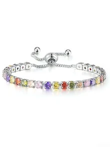 1 件基本簡約風格多色可調式抽繩手鍊 - 彩色 - 查看 10