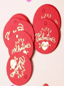 100pcs (With About 100 Strings As A Gift) Gold Foil Happy Valentine'S Day Round Gift Decoration Tag Card