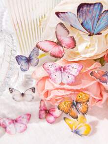 CANDY POETRY 1包/60張日記貼紙,蝴蝶和花朵插畫裝飾,節日diy拼貼材料,創意文具,適用於剪貼簿和學校用途 - 紫色 - 查看 2