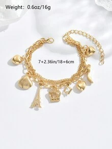 1只女性多層疊戴手鐲,愛情字母水晶合金手鐲,情人節禮物 - BM0146 - 查看 9