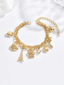 1只女性多層疊戴手鐲,愛情字母水晶合金手鐲,情人節禮物 - BM0146 - 查看 4