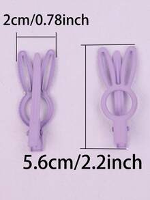 2入組兔耳朵無痕髮夾,適用於女嬰、兒童側區的髮飾 - 紫色 - 查看 5