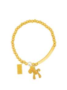 1入組「立即致富」馬設計手鍊,男女適用 - 金黃色 - 查看 1