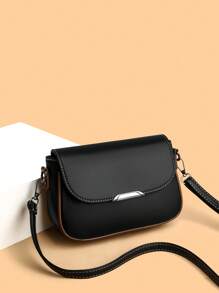 1pc Solid Color Retro Style Flap Crossbody Bag, Suitable For Women's Daily Use, Shoulder Bag, Crossbody Bag