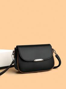 1pc Solid Color Retro Style Flap Crossbody Bag, Suitable For Women's Daily Use, Shoulder Bag, Crossbody Bag