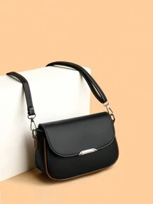 1pc Solid Color Retro Style Flap Crossbody Bag, Suitable For Women's Daily Use, Shoulder Bag, Crossbody Bag