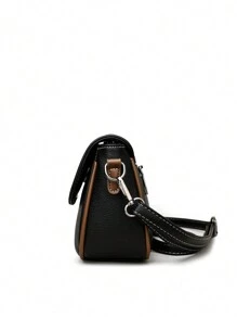 1pc Solid Color Retro Style Flap Crossbody Bag, Suitable For Women's Daily Use, Shoulder Bag, Crossbody Bag