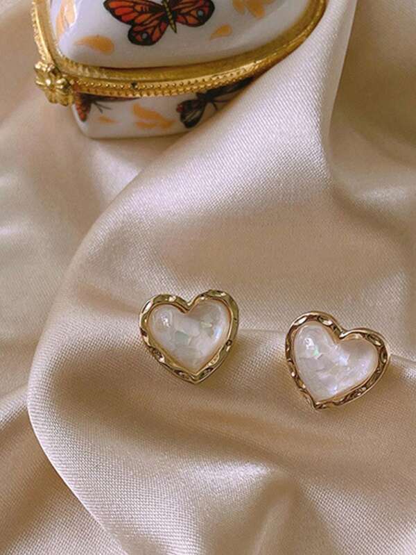 1 Par de Aretes de Corazón con Diseño de Ojos de Gato Elegante y Vintage, Accesorios de Aretes de Diseño Minimalista