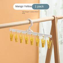 多功能防風洗衣夾帽子夾子牢固的褲子和襪子夾子無痕衣架 - 黃色 - 查看 3