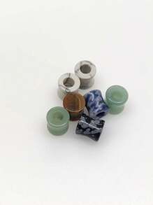OKAYDOKY 石材質雙色中空耳塞,隨機顏色,穿孔飾品,適合日常佩戴 - 彩色 - 查看 4