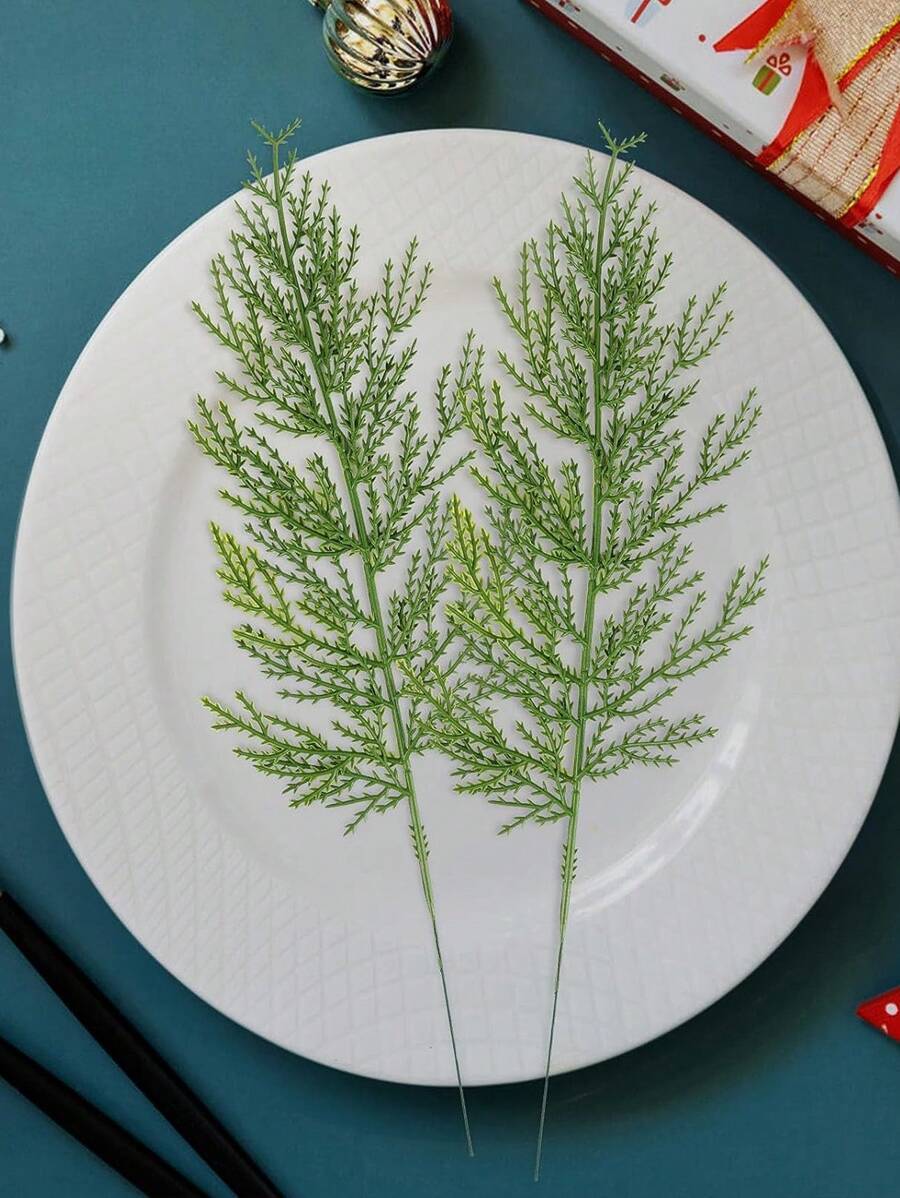 5/10入組人工雪松松柏枝葉植物,聖誕樹裝飾,室內外家居裝飾,婚禮用品,戶外場所裝飾,庭院花園裝飾 - 薄荷綠 - 查看 1