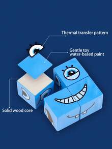 1 Set Colorful Wooden Cube Transformative Game, Children's Educational Puzzle Toy, 2 Players Competitive Logic Game - Multicolor - View 7