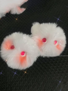 1pc Plush Blush Cat Ball Shape Mountain Handmade Plush Pendant, Keychain, Cute Girls' Backpack Accessory - White Eye Color Random - View 3