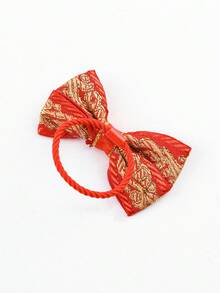 10pcs Children's Hair Accessories Red Fabric Bowknot Elastic Hair Ties - Multicolor - View 7