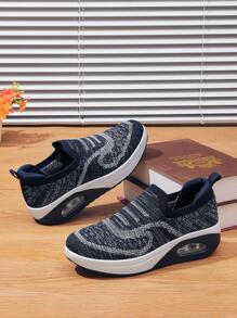 Summer And Autumn Women's Fashionable, Durable, Anti-Slip, Air Cushion, Shock Absorbing Dancing Shoes For Square Dancing Or Other Sports, Breathable And Light Weight Shake Shoes For Elevating Height, Large Size, Leisure And Slouchy Shoes With Woven Sock Design