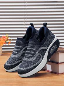 Summer And Autumn Women's Fashionable, Durable, Anti-Slip, Air Cushion, Shock Absorbing Dancing Shoes For Square Dancing Or Other Sports, Breathable And Light Weight Shake Shoes For Elevating Height, Large Size, Leisure And Slouchy Shoes With Woven Sock Design