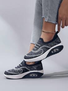 Summer And Autumn Women's Fashionable, Durable, Anti-Slip, Air Cushion, Shock Absorbing Dancing Shoes For Square Dancing Or Other Sports, Breathable And Light Weight Shake Shoes For Elevating Height, Large Size, Leisure And Slouchy Shoes With Woven Sock Design