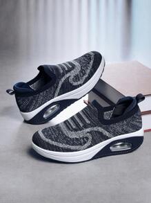 Summer And Autumn Women's Fashionable, Durable, Anti-Slip, Air Cushion, Shock Absorbing Dancing Shoes For Square Dancing Or Other Sports, Breathable And Light Weight Shake Shoes For Elevating Height, Large Size, Leisure And Slouchy Shoes With Woven Sock Design