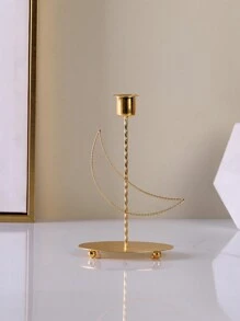 1 Pezzo Portacandele Creativo In Ferro A Forma Di Luna Per La Decorazione Della Casa Araba - Dorato - Visualizzare 4