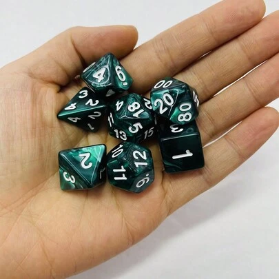 7 piezas/set de dados poliédricos con patrón de perlas en color verde oscuro, para juegos de bar, juegos creativos, juegos de fiesta, juegos de pareja, juegos divertidos, juegos de beber, juegos familiares, juegos de Año Nuevo, regalo del Día de San Valentín, juegos de boda, regalo de Año Nuevo, juegos del Día de San Valentín, juegos de fiestas para adultos aptos para Halloween/Navidad/Acción de Gracias