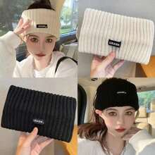 1pc Women's Black Knitted Headband For Winter Sports, Suitable For Daily Use - Black - View 1