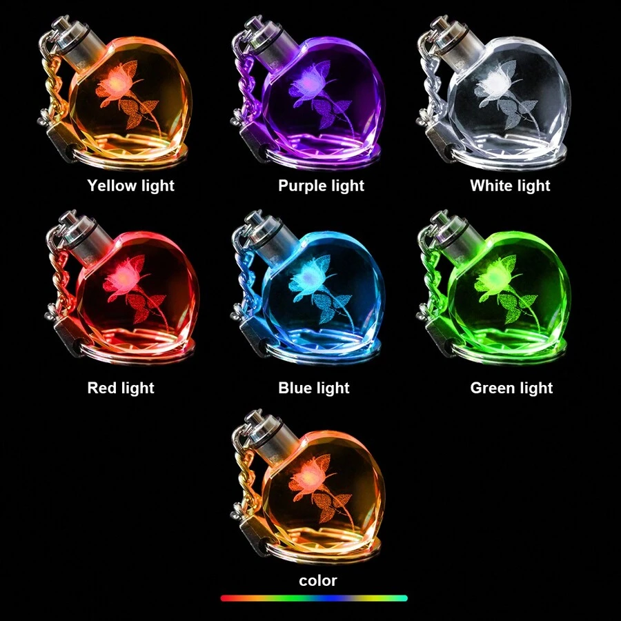 1pc Led Light Up Rose Flower Shaped Acrylic Resin Keychain/Keyring Gift For Women, Suitable For Sister/Friend/Girlfriend/Birthday, Can Be Used As Wallet/Backpack/Car Keychain, Id Card Pendant Decoration - Rose Lamp - View 1