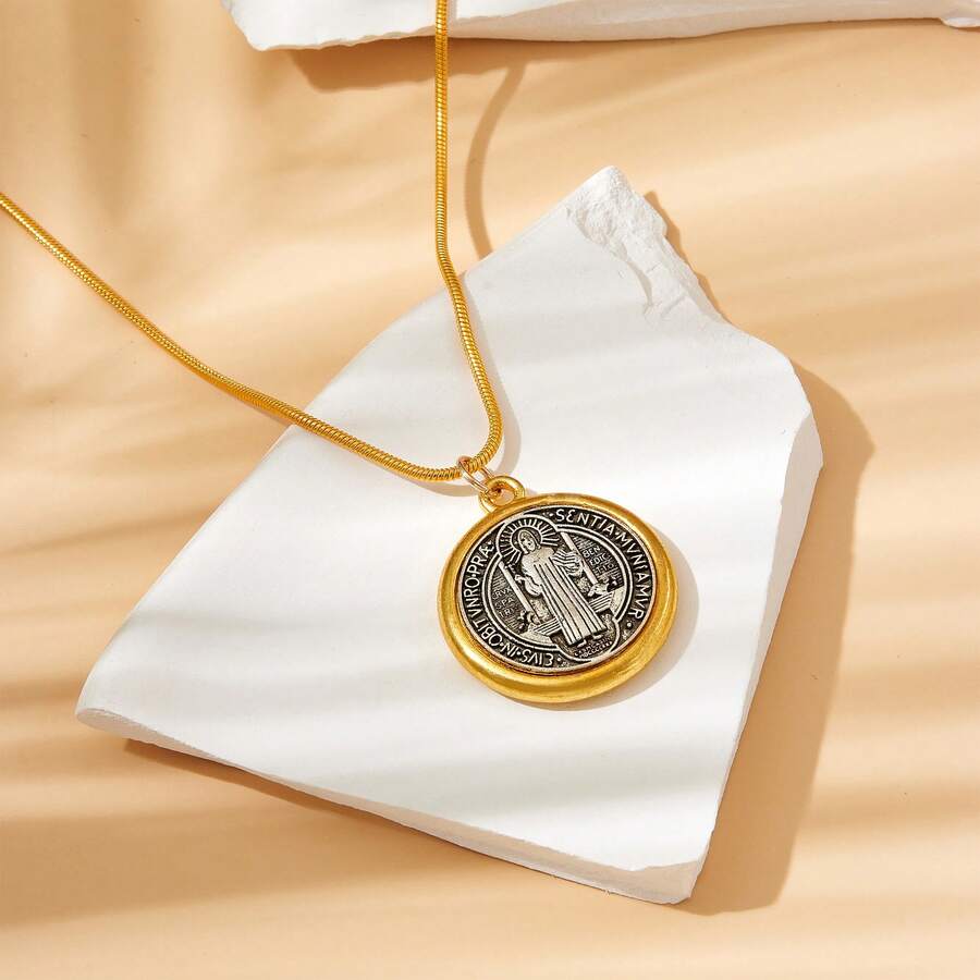 1 件聖猶大聖本篤努爾西亞贊助人反邪惡獎章項鍊 - 金色 - 查看 1