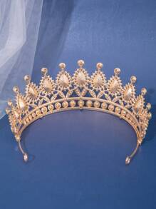1頂女士奢華皇后皇冠優雅鑽石頭飾,適用於派對、婚禮配件、公主生日頭戴飾品 - 藍色 - 查看 5