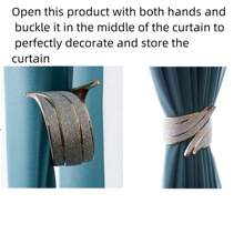 1個合金窗簾扣,金沙鑽石款式的窗簾扣,適用於家庭窗簾裝飾和辦公室窗簾固定扣黃色銀色 - 金色 - 查看 6