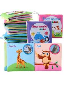 1 Set Of Soft Fabric Books For Babies, Colorful Books Covering Learning Topics Like Ocean, Animals, Clothing Knowledge, Transportation, Fruits, Vegetables, Nature Cognition, With Crinkly Sound Effect, Perfect For Baby's Enlightenment Gift - Green - View 4