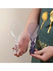 1/2入組兔子飯匙,可愛的卡通立式不沾飯匙,家庭飯匙,電鍋飯匙,家庭創意可愛兔子飯鏟,廚房器具,廚房配件 - 白色 - 查看 7