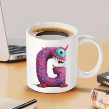 1pc, 11oz, Creative Gift Ceramic Mug, Cartoon Letter, Coffee Mug, Tea Mug, Personalized Mug, Humorous, Funny, Cute Mug, For Friends, For Parents, For Son, For Daughter, For Holiday Gift, For Cafes _ Shop - G - View 3