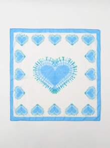 1pc Fashionable Women's Printed Square Scarf - Blue and White - View 3