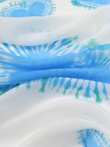 1pc Fashionable Women's Printed Square Scarf - Blue and White - View 4