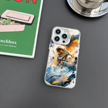 1pc Unisex Astronaut Design Anti-Slip Anti-Drop Phone Case, Compatible With Iphone 7/8/11/12/13/14/15/X/Xr/Xs/Plus/Pro/Pro Max/Se2 - silver[0] - View 1