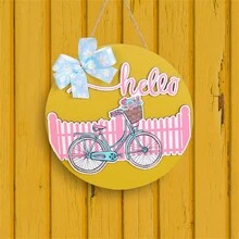 情人節可愛花環標誌店面懸掛裝飾,紅色雨傘和粉紅色自行車設計,創意門掛裝飾品情人節禮物 - 粉色 - 查看 1