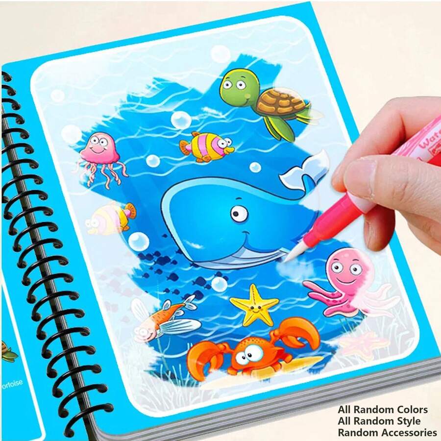 Livro de pintura mágica com água para decoração de Natal, brinquedos Montessori, livro de colorir reutilizável, livro de desenho mágico com água, livro de brinquedos educativos (todos os acessórios estão em cores e estilos aleatórios), escritório, escola, desenho, aluno, marcadores, papelaria, meninos, meninas, material escolar, material escolar, aquarela, brinquedos para meninos e crianças, brinquedos infantis, volta às aulas