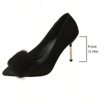 Women's Black High Heel Professional Shoes, Slim Fit, Comfortable - Black - View 6