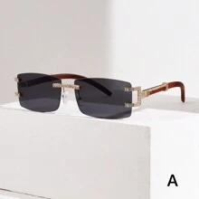 1 件时尚男女通用水钻装饰方形框架时尚眼镜，无框时尚眼镜，Y2k 风格派对眼镜，适合派对、旅行、拍摄和送礼 - 彩色 - 查看 18