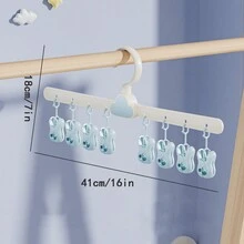 1pc Cloud-Shaped Clothes Hanger, 8pcs Sock Clips, Cute Patterned Hanger For Baby Clothes Drying, Fall-Prevention - Blue+White - View 3