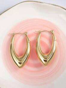 1 đôi Thép không gỉ Đơn giản Xu hướng: Cắt giảm Hoa tai Thích hợp Cho nam giới Và Của phụ nữ Mặc hàng ngày - Vàng - Xem 1